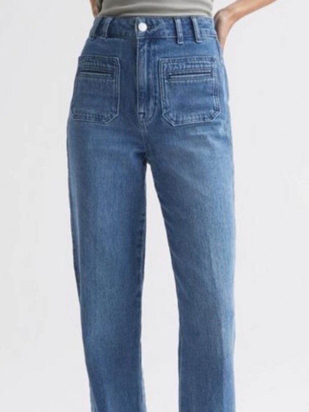 REISS Women's Wide Leg Sailor Jeans “Isabel” Light Blue Size 24